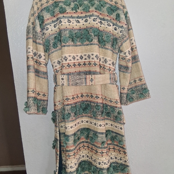 Anthropologie Textured Tassel Coat Tryb Hand Knitted Detailing 100% Cotton S - Picture 7 of 7